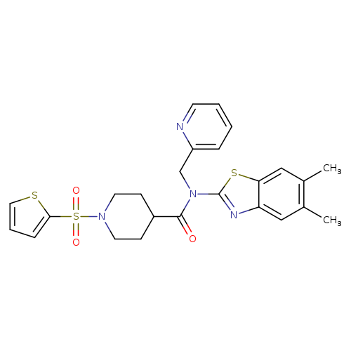 N-(5,6-dimethyl-1,3-benzothiazol-2-yl)-N-[(pyridin-2-yl)methyl]-1-(thiophene-2-sulfonyl)piperidine-4-carboxamide