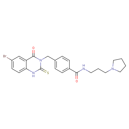 4-[(6-bromo-4-oxo-2-sulfanylidene-1,2,3,4-tetrahydroquinazolin-3-yl)methyl]-N-[3-(pyrrolidin-1-yl)propyl]benzamide
