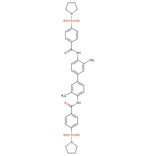 N-{3,3'-dimethyl-4'-[4-(pyrrolidine-1-sulfonyl)benzamido]-[1,1'-biphenyl]-4-yl}-4-(pyrrolidine-1-sulfonyl)benzamide