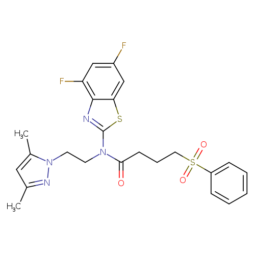4-(benzenesulfonyl)-N-(4,6-difluoro-1,3-benzothiazol-2-yl)-N-[2-(3,5-dimethyl-1H-pyrazol-1-yl)ethyl]butanamide