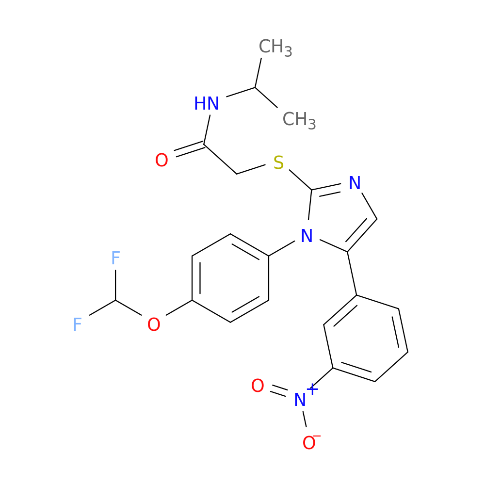 2-({1-[4-(difluoromethoxy)phenyl]-5-(3-nitrophenyl)-1H-imidazol-2-yl}sulfanyl)-N-(propan-2-yl)acetamide