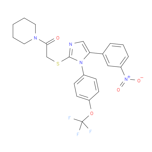 2-{[5-(3-nitrophenyl)-1-[4-(trifluoromethoxy)phenyl]-1H-imidazol-2-yl]sulfanyl}-1-(piperidin-1-yl)ethan-1-one