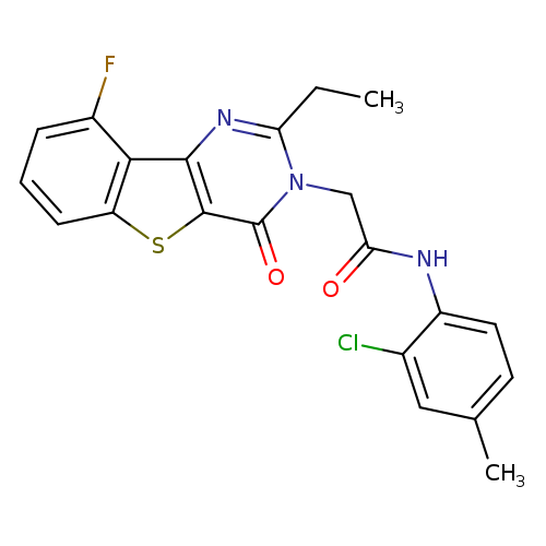 N-(2-chloro-4-methylphenyl)-2-{4-ethyl-13-fluoro-6-oxo-8-thia-3,5-diazatricyclo[7.4.0.0^{2,7}]trideca-1(13),2(7),3,9,11-pentaen-5-yl}acetamide