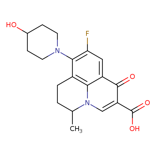 1H,5H-Benzo[ij]quinolizine-2-carboxylic acid, 9-fluoro-6,7-dihydro-8-(4-hydroxy-1-piperidinyl)-5-methyl-1-oxo-