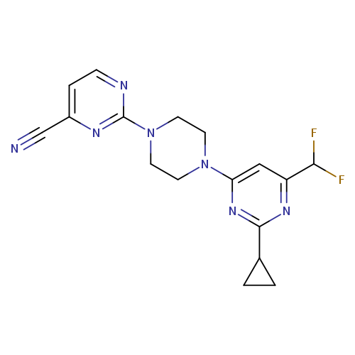 2-{4-[2-cyclopropyl-6-(difluoromethyl)pyrimidin-4-yl]piperazin-1-yl}pyrimidine-4-carbonitrile