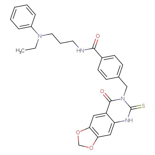 N-{3-[ethyl(phenyl)amino]propyl}-4-({8-oxo-6-sulfanylidene-2H,5H,6H,7H,8H-[1,3]dioxolo[4,5-g]quinazolin-7-yl}methyl)benzamide