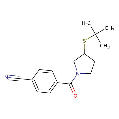 4-[3-(tert-butylsulfanyl)pyrrolidine-1-carbonyl]benzonitrile