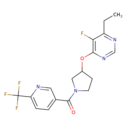 4-ethyl-5-fluoro-6-({1-[6-(trifluoromethyl)pyridine-3-carbonyl]pyrrolidin-3-yl}oxy)pyrimidine