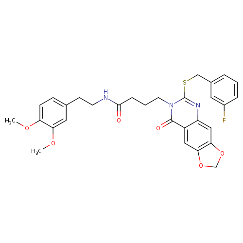 N-[2-(3,4-dimethoxyphenyl)ethyl]-4-(6-{[(3-fluorophenyl)methyl]sulfanyl}-8-oxo-2H,7H,8H-[1,3]dioxolo[4,5-g]quinazolin-7-yl)butanamide