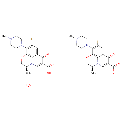 7H-Pyrido[1,2,3-de]-1,4-benzoxazine-6-carboxylic acid, 9-fluoro-2,3-dihydro-3-methyl-10-(4-methyl-1-piperazinyl)-7-oxo-, hydrate (2:1), (3S)-