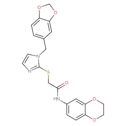 2-({1-[(2H-1,3-benzodioxol-5-yl)methyl]-1H-imidazol-2-yl}sulfanyl)-N-(2,3-dihydro-1,4-benzodioxin-6-yl)acetamide