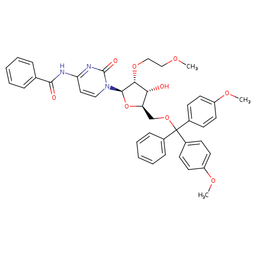 N-(1-((2R,3R,4R,5R)-5-((Bis(4-methoxyphenyl)(phenyl)methoxy)methyl)-4-hydroxy-3-(2-methoxyethoxy)tetrahydrofuran-2-yl)-2-oxo-1,2-dihydropyrimidin-4-yl)benzamide