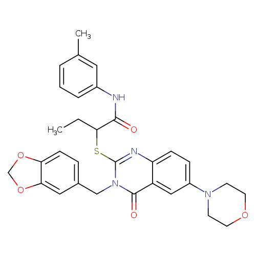 2-({3-[(2H-1,3-benzodioxol-5-yl)methyl]-6-(morpholin-4-yl)-4-oxo-3,4-dihydroquinazolin-2-yl}sulfanyl)-N-(3-methylphenyl)butanamide