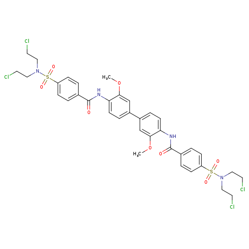 4-[bis(2-chloroethyl)sulfamoyl]-N-(4'-{4-[bis(2-chloroethyl)sulfamoyl]benzamido}-3,3'-dimethoxy-[1,1'-biphenyl]-4-yl)benzamide