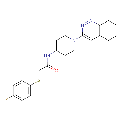 2-[(4-fluorophenyl)sulfanyl]-N-[1-(5,6,7,8-tetrahydrocinnolin-3-yl)piperidin-4-yl]acetamide