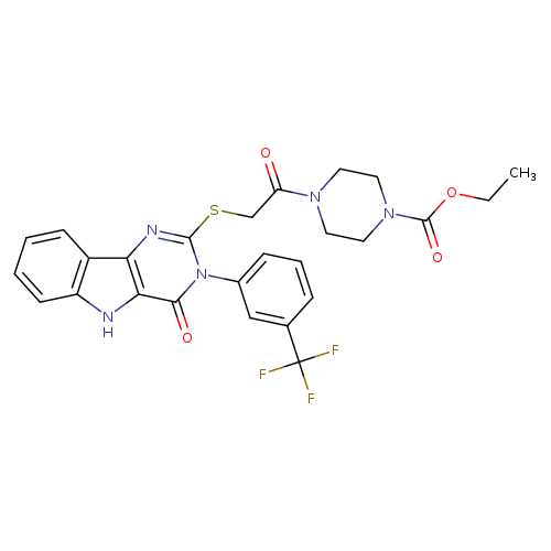 ethyl 4-[2-({4-oxo-3-[3-(trifluoromethyl)phenyl]-3H,4H,5H-pyrimido[5,4-b]indol-2-yl}sulfanyl)acetyl]piperazine-1-carboxylate