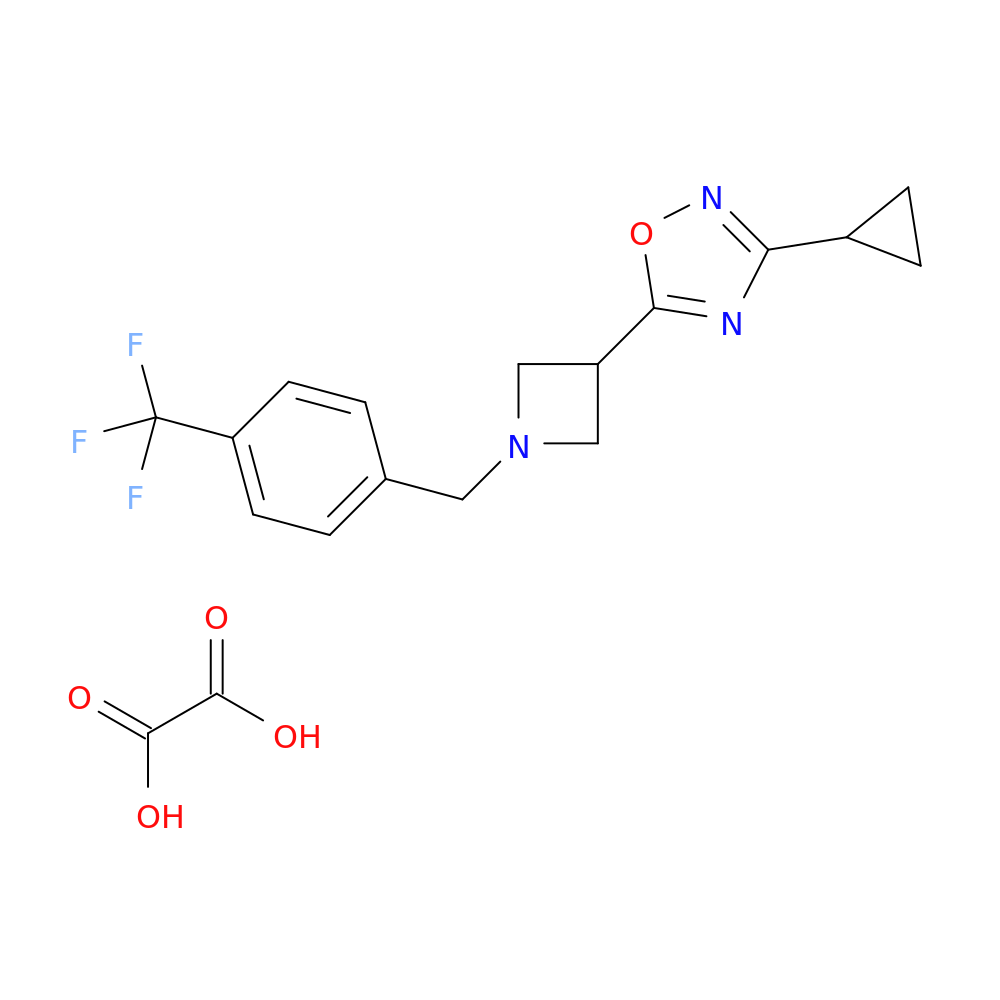 3-cyclopropyl-5-(1-{[4-(trifluoromethyl)phenyl]methyl}azetidin-3-yl)-1,2,4-oxadiazole; oxalic acid