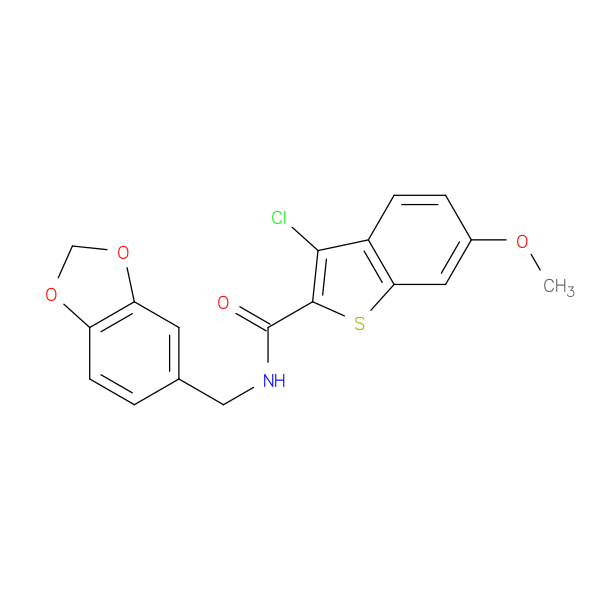 N-[(2H-1,3-benzodioxol-5-yl)methyl]-3-chloro-6-methoxy-1-benzothiophene-2-carboxamide