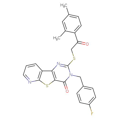 4-{[2-(2,4-dimethylphenyl)-2-oxoethyl]sulfanyl}-5-[(4-fluorophenyl)methyl]-8-thia-3,5,10-triazatricyclo[7.4.0.0^{2,7}]trideca-1(9),2(7),3,10,12-pentaen-6-one