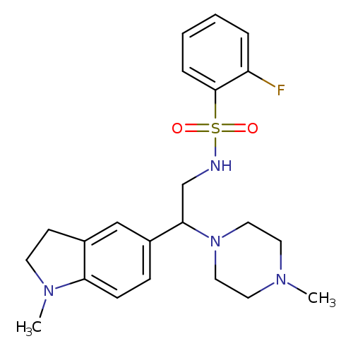 2-fluoro-N-[2-(1-methyl-2,3-dihydro-1H-indol-5-yl)-2-(4-methylpiperazin-1-yl)ethyl]benzene-1-sulfonamide