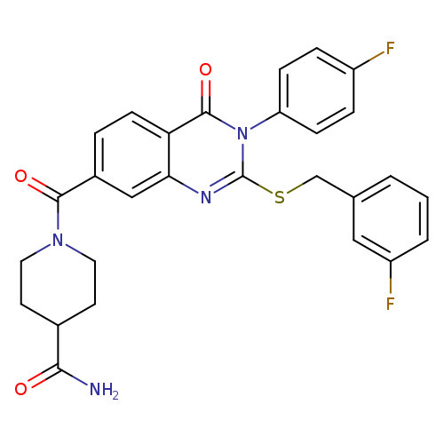 1-[3-(4-fluorophenyl)-2-{[(3-fluorophenyl)methyl]sulfanyl}-4-oxo-3,4-dihydroquinazoline-7-carbonyl]piperidine-4-carboxamide