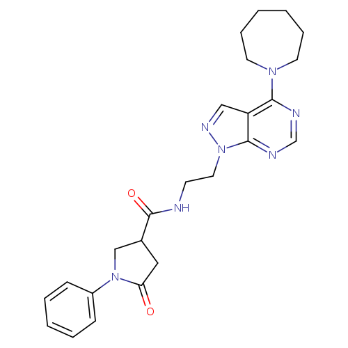 N-{2-[4-(azepan-1-yl)-1H-pyrazolo[3,4-d]pyrimidin-1-yl]ethyl}-5-oxo-1-phenylpyrrolidine-3-carboxamide