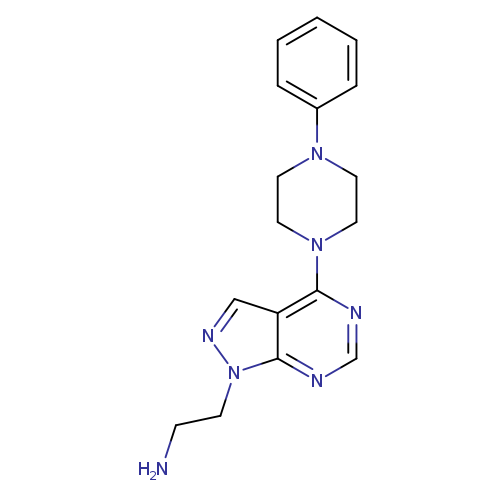 "2-[4-(4-phenylpiperazin-1-yl)-1H-pyrazolo[3,4-d]pyrimidin-1-yl]ethan-1-amine"