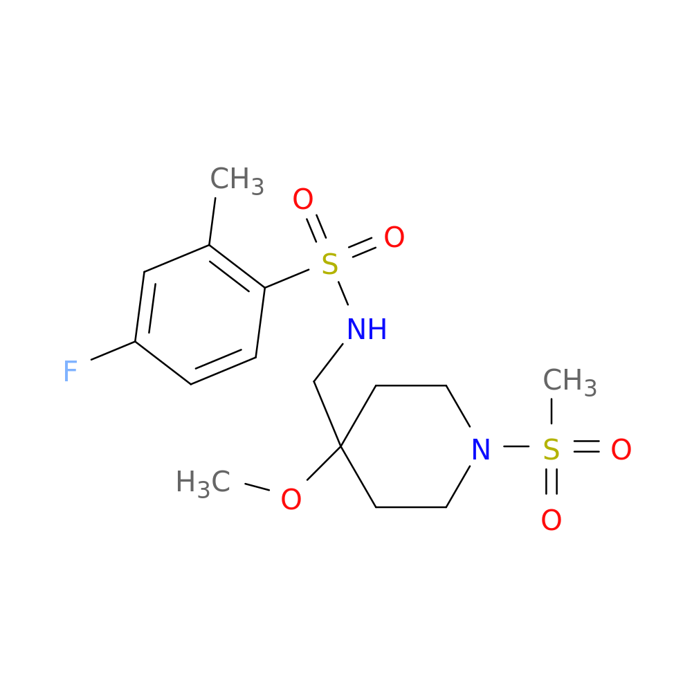 4-fluoro-N-[(1-methanesulfonyl-4-methoxypiperidin-4-yl)methyl]-2-methylbenzene-1-sulfonamide