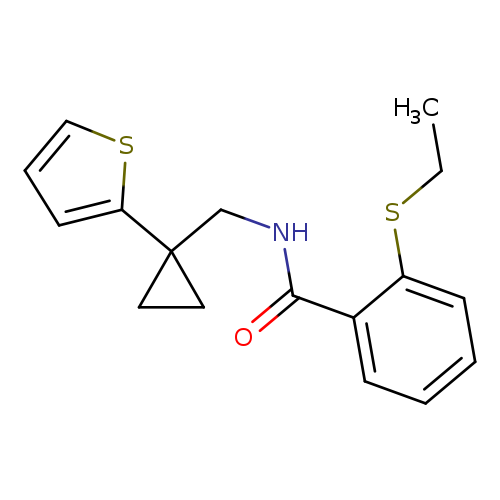 2-(ethylsulfanyl)-N-{[1-(thiophen-2-yl)cyclopropyl]methyl}benzamide