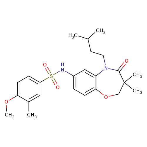 N-[3,3-dimethyl-5-(3-methylbutyl)-4-oxo-2,3,4,5-tetrahydro-1,5-benzoxazepin-7-yl]-4-methoxy-3-methylbenzene-1-sulfonamide