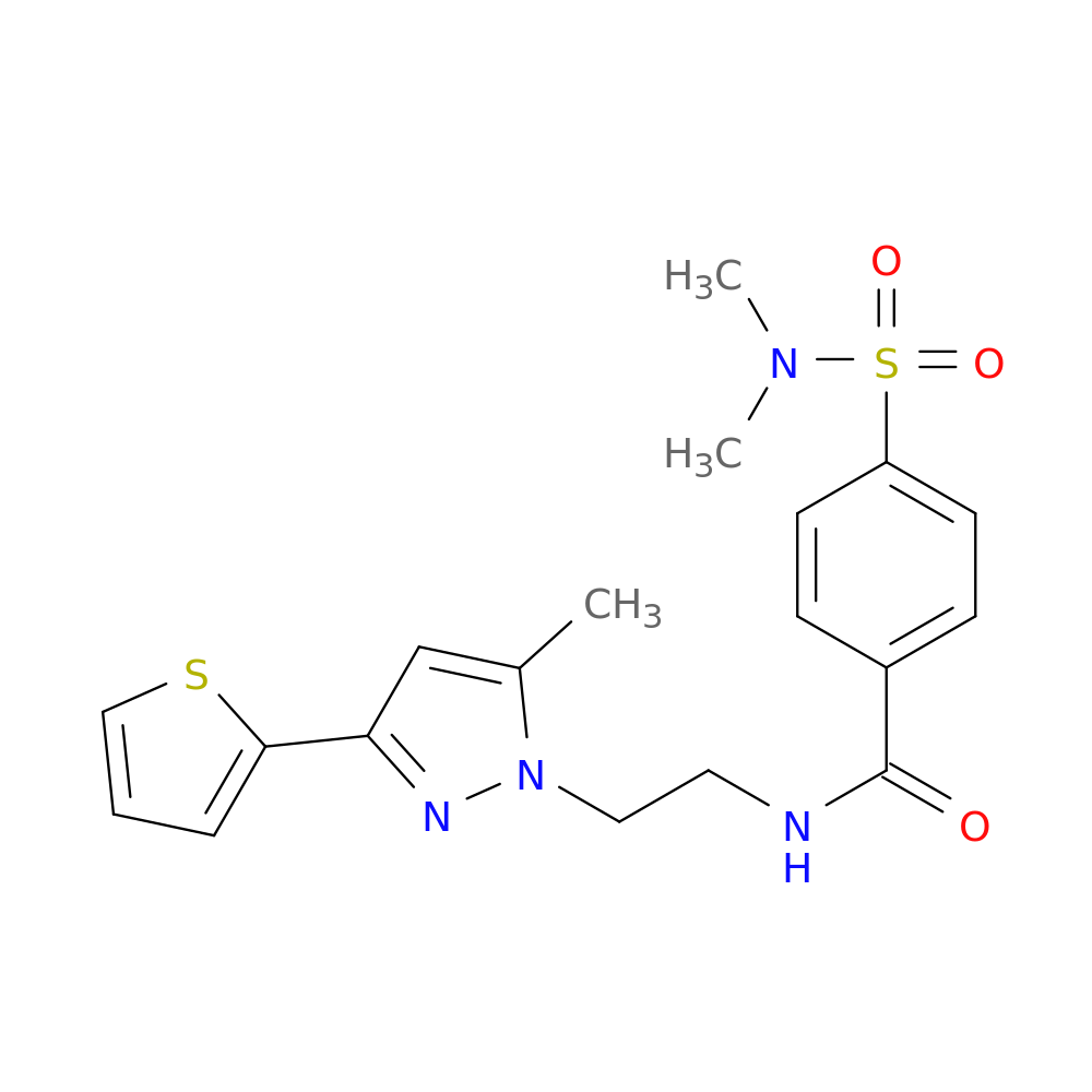 4-(dimethylsulfamoyl)-N-{2-[5-methyl-3-(thiophen-2-yl)-1H-pyrazol-1-yl]ethyl}benzamide