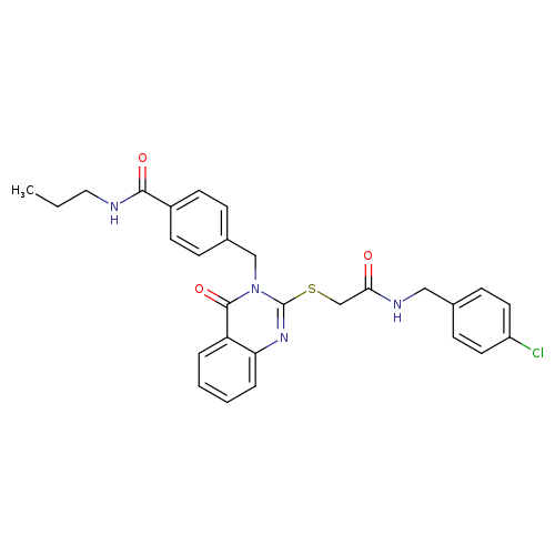4-({2-[({[(4-chlorophenyl)methyl]carbamoyl}methyl)sulfanyl]-4-oxo-3,4-dihydroquinazolin-3-yl}methyl)-N-propylbenzamide