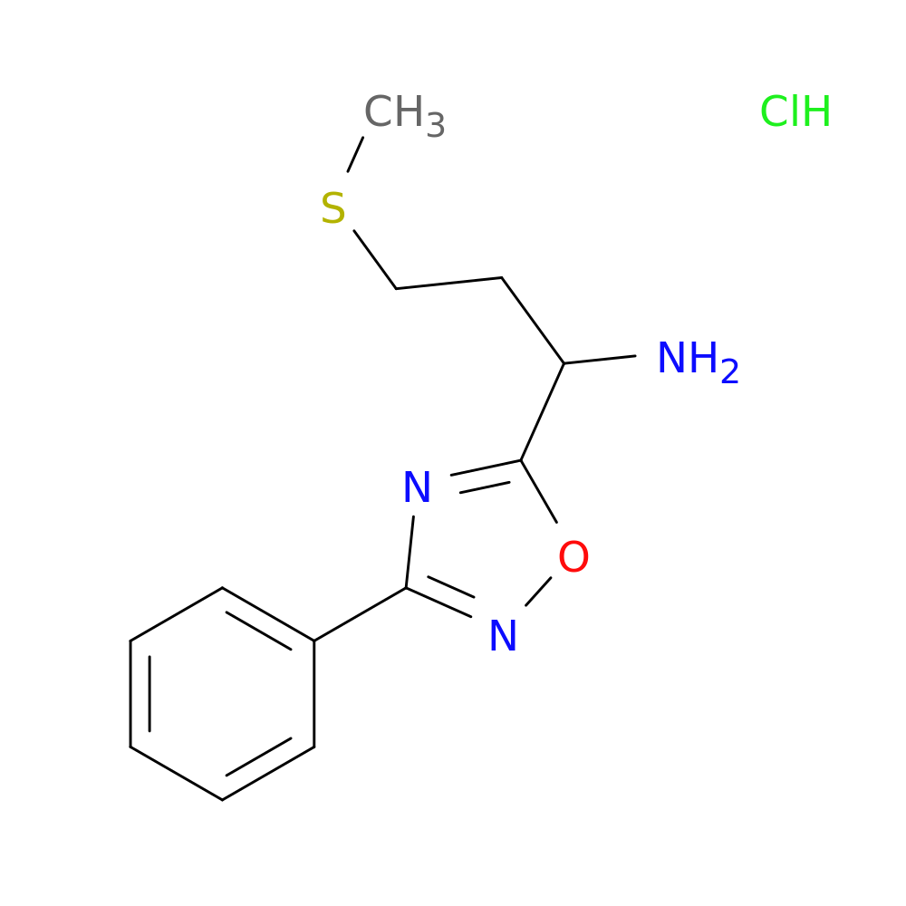 3-(Methylthio)-1-(3-phenyl-1,2,4-oxadiazol-5-yl)propan-1-amine hydrochloride