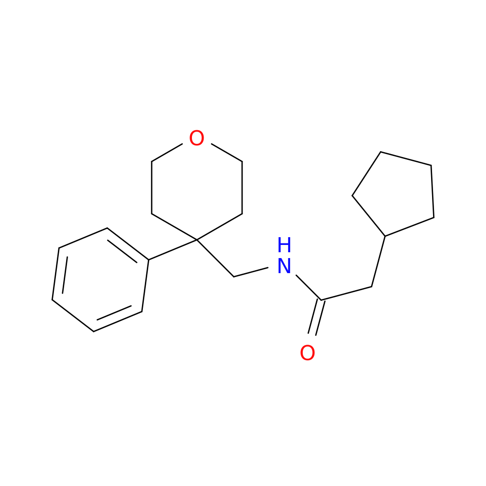2-cyclopentyl-N-[(4-phenyloxan-4-yl)methyl]acetamide