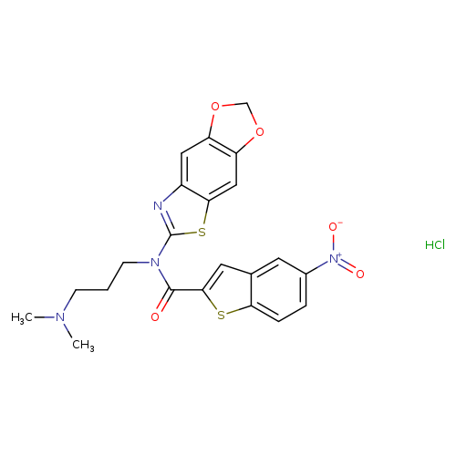 N-[3-(dimethylamino)propyl]-N-{4,6-dioxa-10-thia-12-azatricyclo[7.3.0.0^{3,7}]dodeca-1(9),2,7,11-tetraen-11-yl}-5-nitro-1-benzothiophene-2-carboxamide hydrochloride