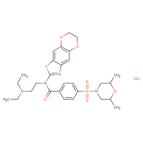 N-[2-(diethylamino)ethyl]-4-[(2,6-dimethylmorpholin-4-yl)sulfonyl]-N-{10,13-dioxa-4-thia-6-azatricyclo[7.4.0.0^{3,7}]trideca-1,3(7),5,8-tetraen-5-yl}benzamide hydrochloride