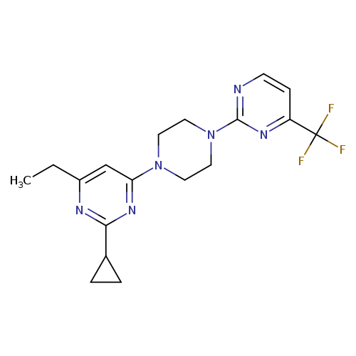 2-cyclopropyl-4-ethyl-6-{4-[4-(trifluoromethyl)pyrimidin-2-yl]piperazin-1-yl}pyrimidine