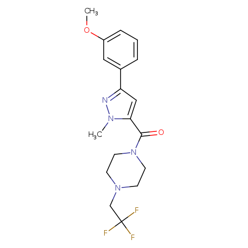 1-[3-(3-methoxyphenyl)-1-methyl-1H-pyrazole-5-carbonyl]-4-(2,2,2-trifluoroethyl)piperazine