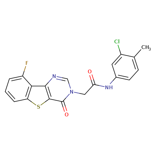 N-(3-chloro-4-methylphenyl)-2-{13-fluoro-6-oxo-8-thia-3,5-diazatricyclo[7.4.0.0^{2,7}]trideca-1(13),2(7),3,9,11-pentaen-5-yl}acetamide