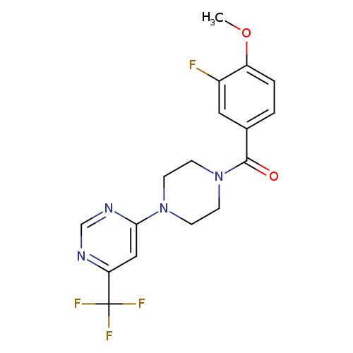 4-[4-(3-fluoro-4-methoxybenzoyl)piperazin-1-yl]-6-(trifluoromethyl)pyrimidine