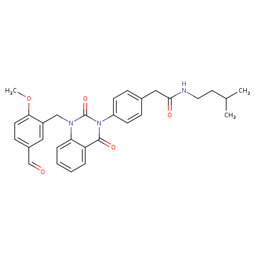 2-(4-{1-[(5-formyl-2-methoxyphenyl)methyl]-2,4-dioxo-1,2,3,4-tetrahydroquinazolin-3-yl}phenyl)-N-(3-methylbutyl)acetamide