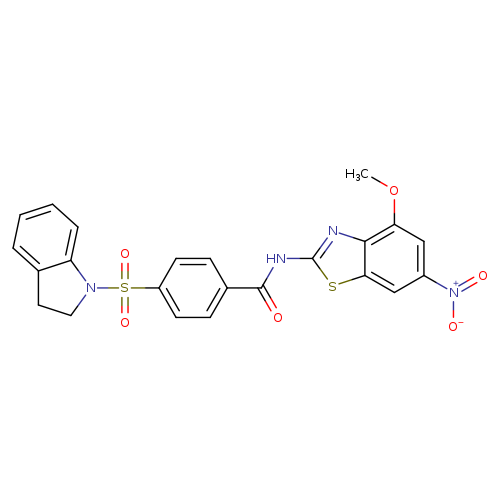 4-(2,3-dihydro-1H-indole-1-sulfonyl)-N-(4-methoxy-6-nitro-1,3-benzothiazol-2-yl)benzamide