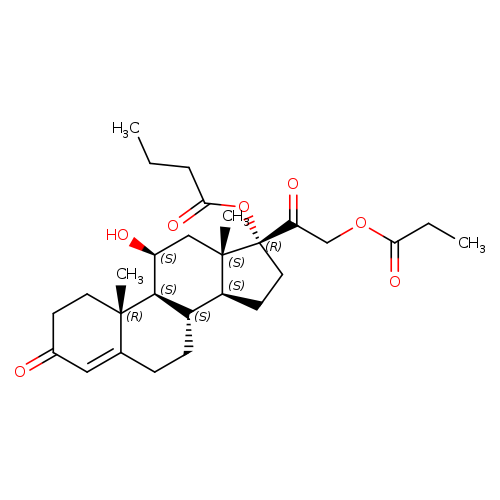 (1R,3aS,3bS,9aR,9bS,10S,11aS)-10-hydroxy-9a,11a-dimethyl-7-oxo-1-[2-(propanoyloxy)acetyl]-1H,2H,3H,3aH,3bH,4H,5H,7H,8H,9H,9aH,9bH,10H,11H,11aH-cyclopenta[a]phenanthren-1-yl butanoate