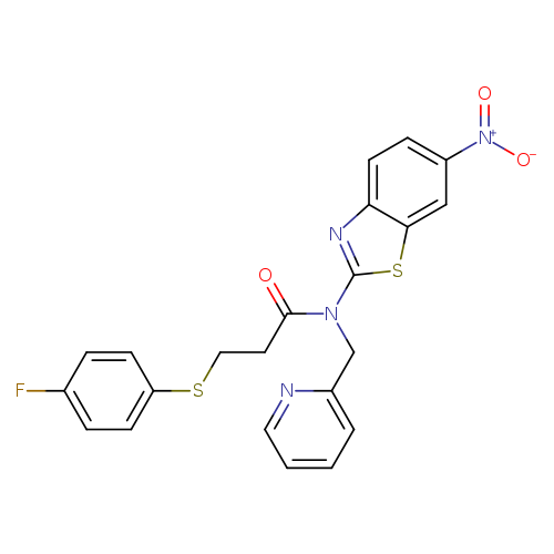 3-[(4-fluorophenyl)sulfanyl]-N-(6-nitro-1,3-benzothiazol-2-yl)-N-[(pyridin-2-yl)methyl]propanamide