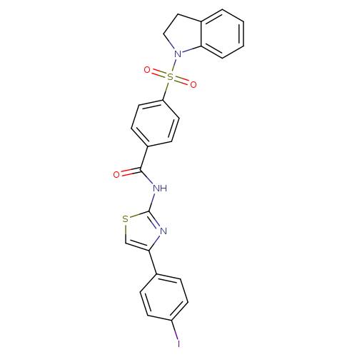 4-(2,3-dihydro-1H-indole-1-sulfonyl)-N-[4-(4-iodophenyl)-1,3-thiazol-2-yl]benzamide