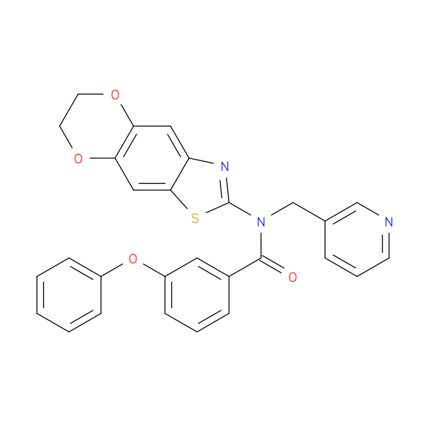 N-{10,13-dioxa-4-thia-6-azatricyclo[7.4.0.0^{3,7}]trideca-1,3(7),5,8-tetraen-5-yl}-3-phenoxy-N-[(pyridin-3-yl)methyl]benzamide