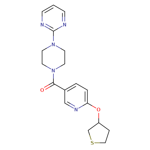 2-{4-[6-(thiolan-3-yloxy)pyridine-3-carbonyl]piperazin-1-yl}pyrimidine