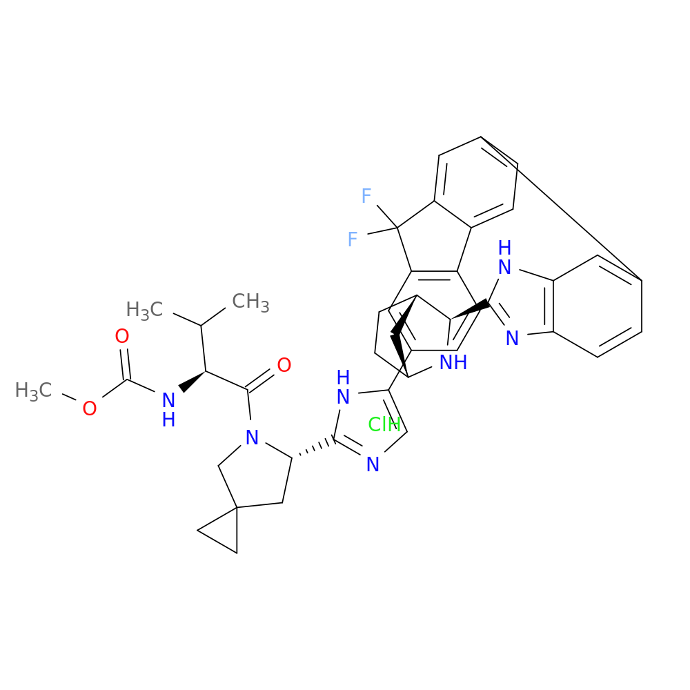 methyl N-[(2S)-1-[(6S)-6-[5-(7-{2-[(1R,3S,4S)-2-azabicyclo[2.2.1]heptan-3-yl]-1H-1,3-benzodiazol-6-yl}-9,9-difluoro-9H-fluoren-2-yl)-1H-imidazol-2-yl]-5-azaspiro[2.4]heptan-5-yl]-3-methyl-1-oxobutan-2-yl]carbamate hydrochloride