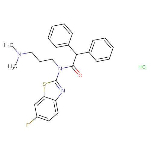 N-[3-(dimethylamino)propyl]-N-(6-fluoro-1,3-benzothiazol-2-yl)-2,2-diphenylacetamide hydrochloride