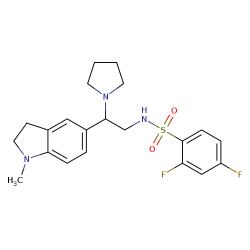 2,4-difluoro-N-[2-(1-methyl-2,3-dihydro-1H-indol-5-yl)-2-(pyrrolidin-1-yl)ethyl]benzene-1-sulfonamide